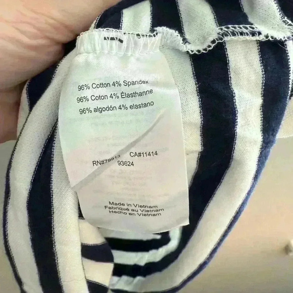 Motherhood Maternity Striped Off the Shoulder Top Blue and White Summer Large - Picture 3 of 4